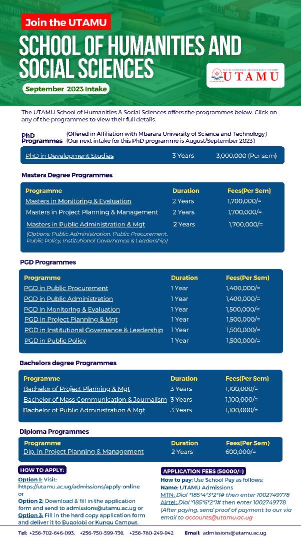 utamu_uni's tweet photo. Embark on a transformative journey of intellectual growth and personal development with our School of Humanities and Social Sciences. 

📌All our Programmes are fully accredited by NCHE.

For confirmation, click on the link below:
https://t.co/10jWqvPs4C… https://t.co/659sbh8Zd0