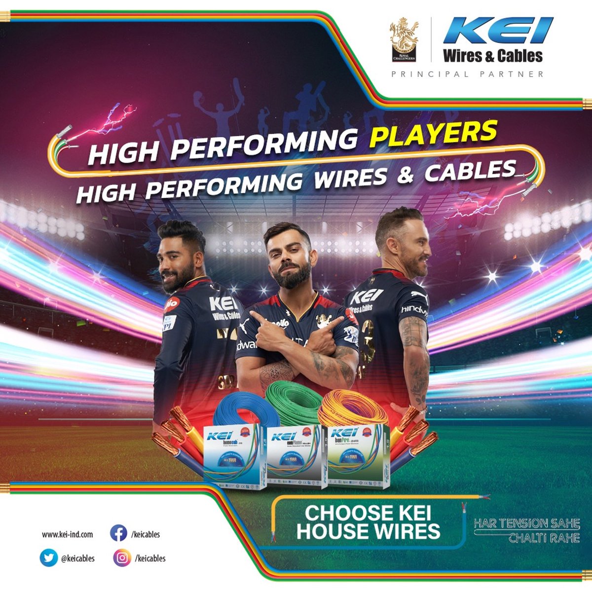 Battles never end. But to face the toughest ones, KEI Wires & Cables will always have your back!

Let’s continue playing bold & make our lives brighter and better.

@keicable 

#KEI #KEIWires #KEIWiresandCables #PureCopper #PurePerformance #RCB #IPL2023 #IPL…