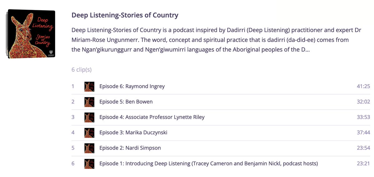 The voices in the stories of Country speak. Are we listening? #NRW2023

🎧 The #DeepListeningPodcast is now LIVE, as Dr Benjamin Nickl &amp; Tracey Cameron invite guests to share their stories and connections to Country in the generous spirit of truth-telling: bit.ly/3oJcXni