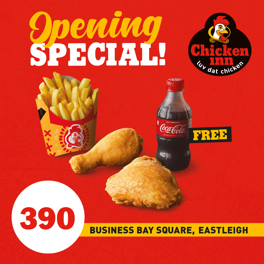 ✨Opening Special✨
Our branch at Eastleigh, at Business Bay Square opposite Pumwani hospital, is #NowOpen and ready to satisfy your #chicken cravings.
Enjoy 2 pieces of chicken, regular chips & 350ml soda at 390 bob pekee.

*Offer available at Eastleigh, Business Bay square only