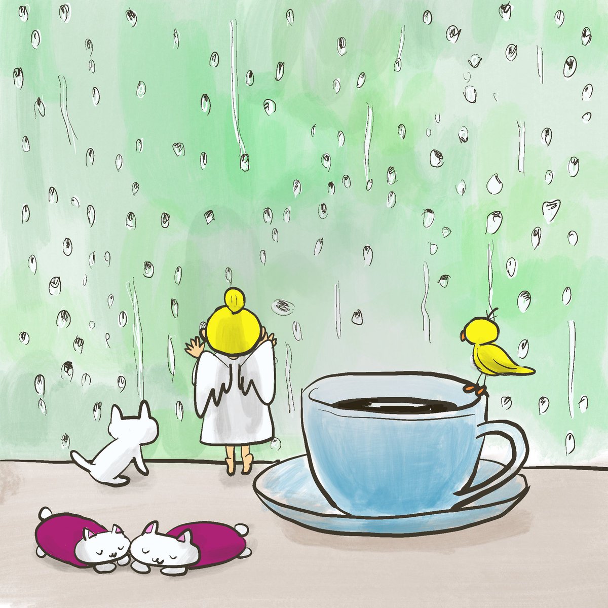 「3時です。お茶にしましょう。 #お茶アクション」|なすこのイラスト