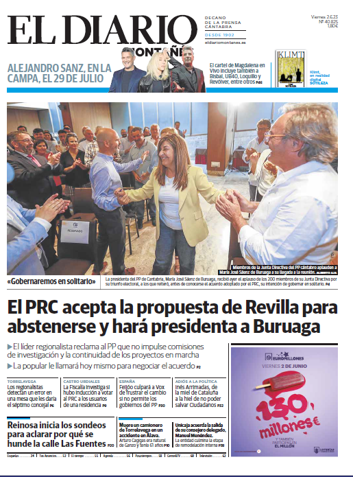 dmontanes's tweet photo. Buenos días, esta es nuestra portada de hoy, viernes, 2 de junio de 2023 #Santander #Cantabria https://t.co/S5pdC1xgBV https://t.co/vXZ9u3wIKp
