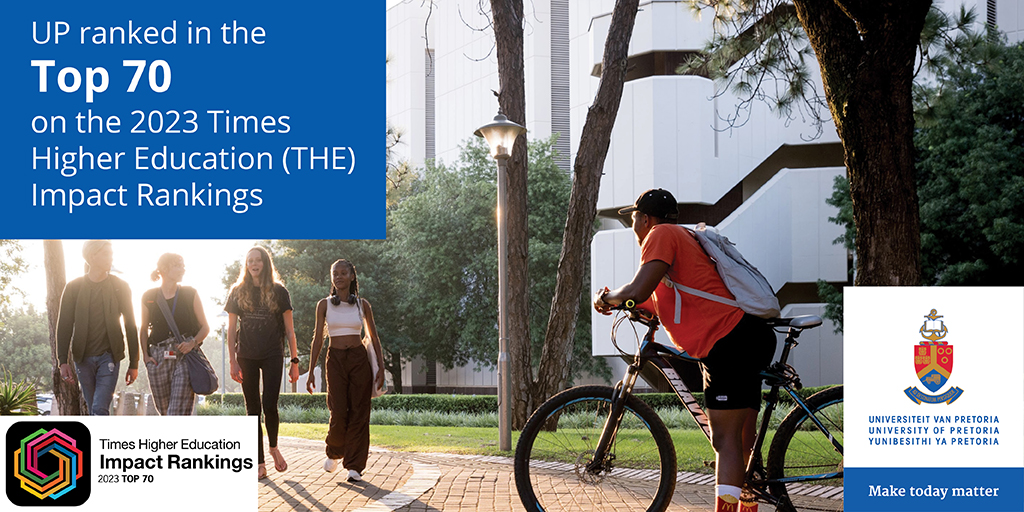 UPTuks's tweet photo. JUST IN: UP has been ranked 69th in the world &amp; 2nd on the continent in the 2023 Times Higher Education Impact Rankings. This is an increase from the 101-200 global band in 2022: https://t.co/1pKmZsuT1n

#THEGlobalImpact #ProudlyUP #UniversityOfPretoria https://t.co/VgW4jroOOp