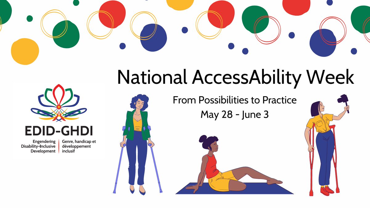 edid_ghdi's tweet photo. It's AccessAbility Week! This year's theme is #FromPossibilitiesToPractice - in order to recognize:
the work and leadership of persons with disabilities;
the work of allies, organizations and communities;
and the ongoing efforts to become a more accessible Canada!
#NAAW2023 https://t.co/kRmW8ZVIVX
