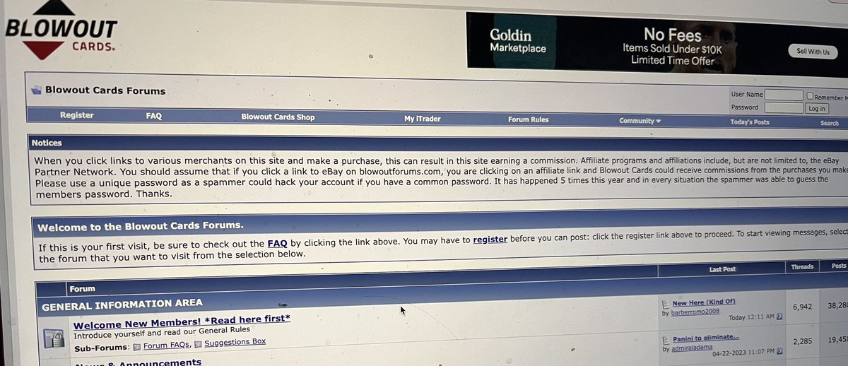 Compcheck2023's tweet image. Looks like @blowoutcards has @GoldinCo ad that says no fees under $10k, but I don’t see this offer on Goldin….any idea @KenGoldin ?