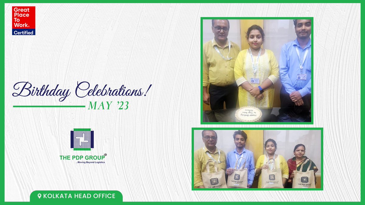 ThePDPGroup's tweet photo. A very #HappyBirthday to all May born #PDPians!
#lifeatPDP #officebirthday #GreatPlaceToWork2023 #birthdaycelebrations #logisticsindia https://t.co/rH5VvdLFek