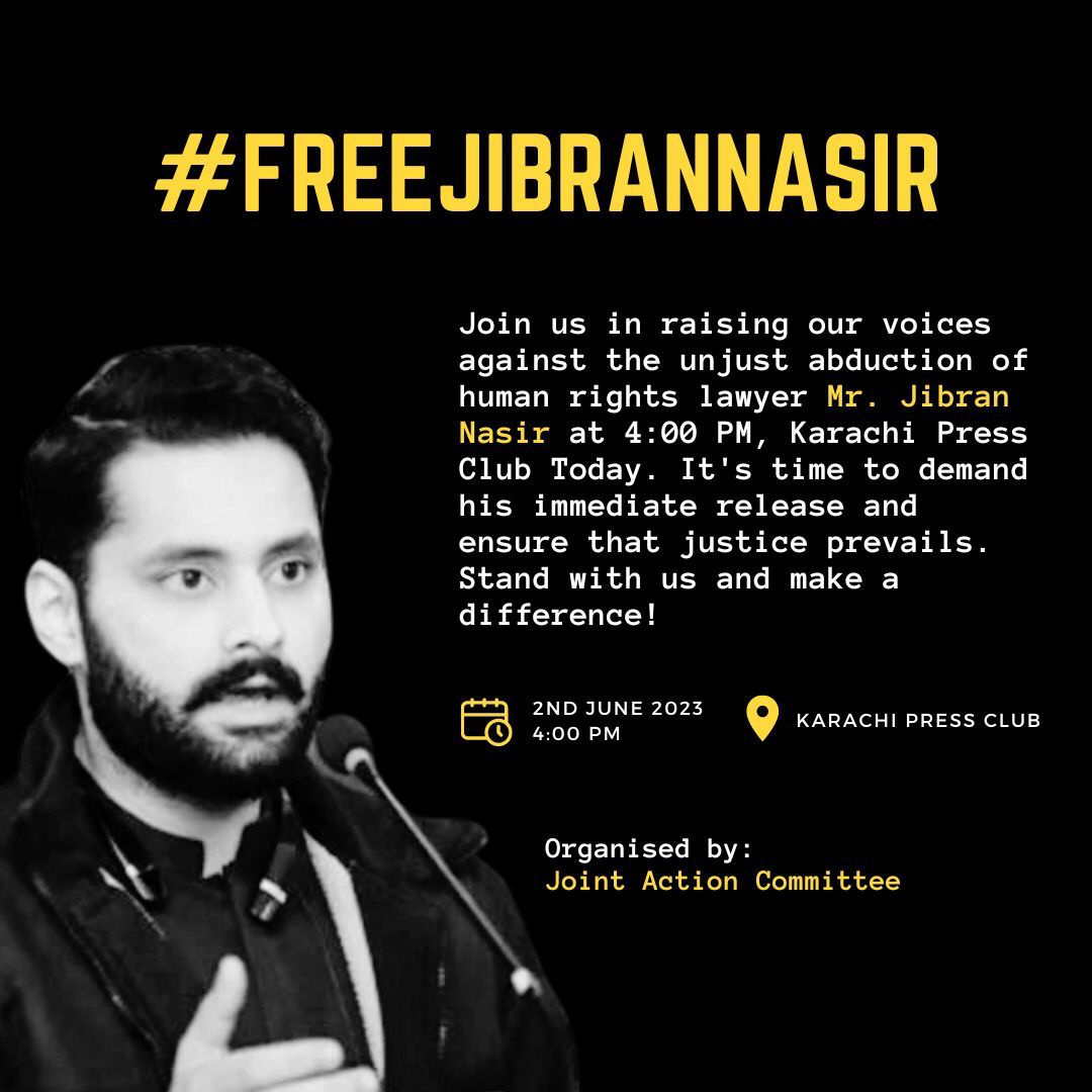 marvimazhar's tweet photo. Jibran Nasir has been been ally, phone call away advisor, always been my side. His office is a station for many of us who are always in midst of chaos with the other side. Today at 400 pm outside Karachi Press Club.  #Humanrights #pakistan #ReleaseJibranNasir @MJibranNasir https://t.co/oABk1cpDbN