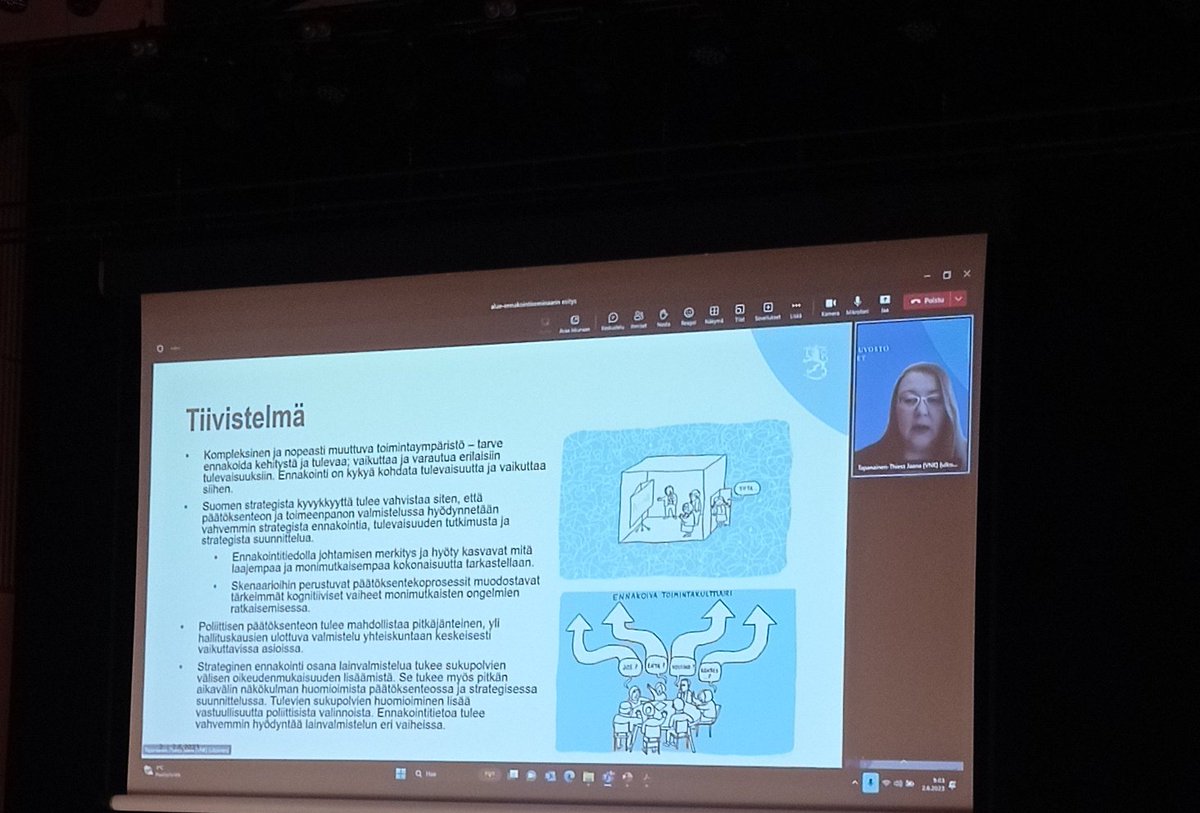 Alue-ennakointi seminaarin toinen päivä on kovassa vauhdissa, tänäänkin tutkimusmatkalla #osaamisen tulevaisuuteen. 

<a href="/JaanaTapanainen/">Jaana Tapanainen-Thiess</a> esittelee <a href="/valtioneuvosto/">Valtioneuvosto | Statsrådet</a> tulevaisuusselontekoa osaamisen näkökulmasta. 

 #alueennakointi