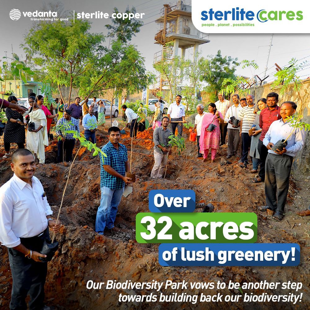 sterlite_copper's tweet photo. Our state-of-the-art Biodiversity Park in the Thoothukudi campus was inaugurated by the Forest man of Tamil Nadu, Mr. Saravanan. The 32-acre park will aim to provide a sanctuary for various flora and fauna indigenous to the area. 
The main focus of the park is to establish “Inthinai” Park (Kurinchy, Mullai, Marutham, Neithal and Paalai), the Establishment of floral species mentioned in ancient Tamil Literature 4000 years ago.
Sterlite Copper is sure the biodiversity park will become the pride of #Thoothukudi district and #TamilNadu.