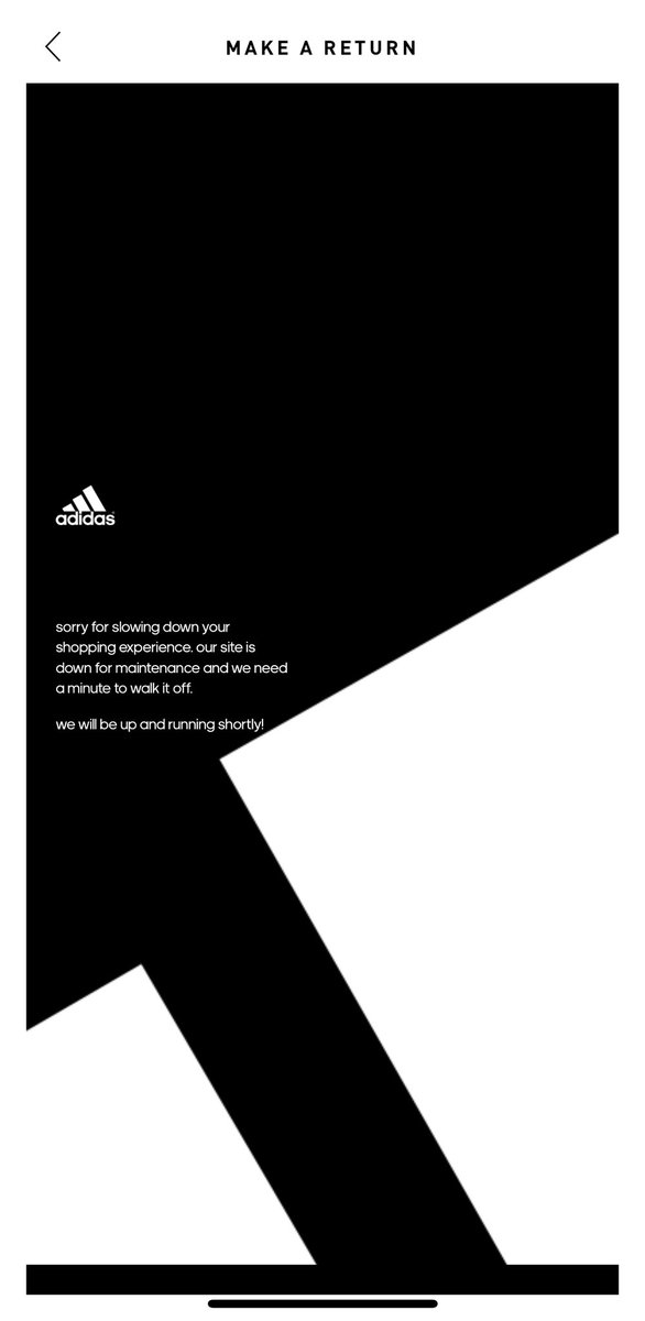 ATLBoogieNYC's tweet photo. @adidas you guys have been conducting maintenance for several days. I’ve tried multiple times to start an return/exchange. What’s up with that? https://t.co/mGOEQ73qgS
