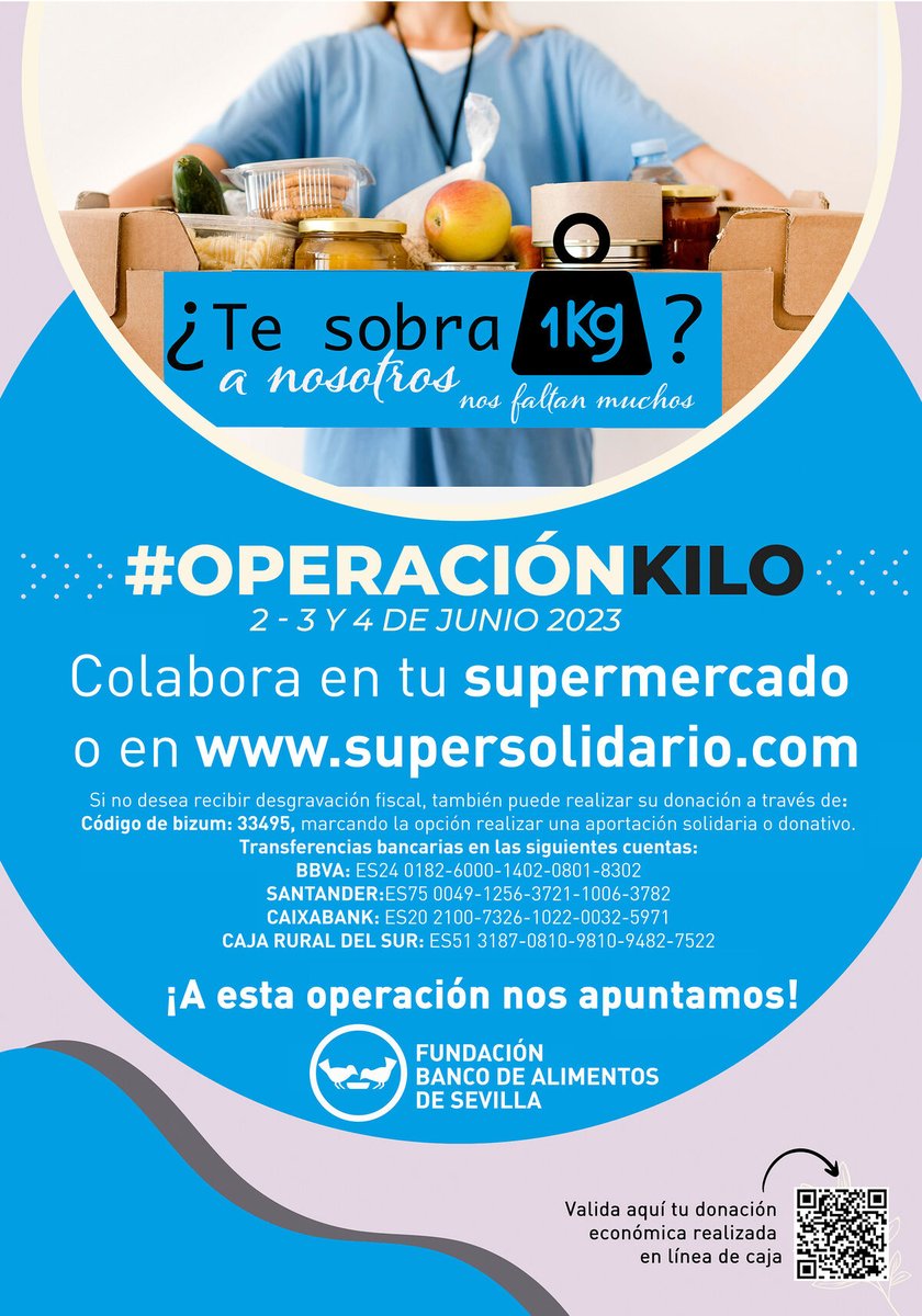 ONGAHINCO's tweet photo. Hoy empezamos el finde con la #OperacionKilo del @B_Alim_Sev 
Colabora!! https://t.co/c1GkyxGJ2v #SevillaHoy #CreandoOportunidades #SomosSolidarios #TeNecesitamos #TuAyudaEsMuyImportante #Solidaridad https://t.co/SpwQz1L6uq
