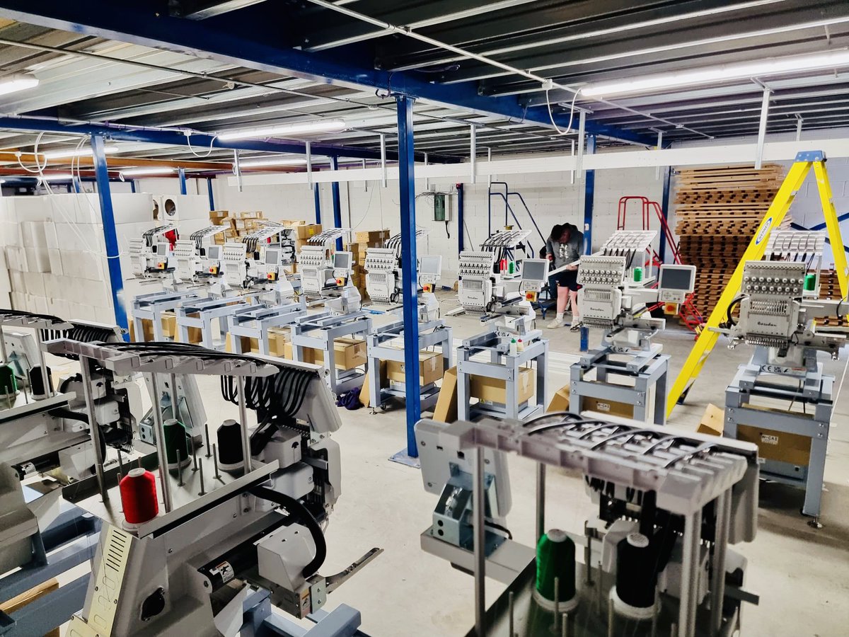 Twelve BEKT-S1501CAII were delivered and installed this week at @beuniformswt 
All lined up and ready for action! Congratulations guys! Bring on the schoolwear season
#barudan #barufan #barudanforlife #highstandards #exceedexpectations #qualitymatters #builtinJapan #builttolast