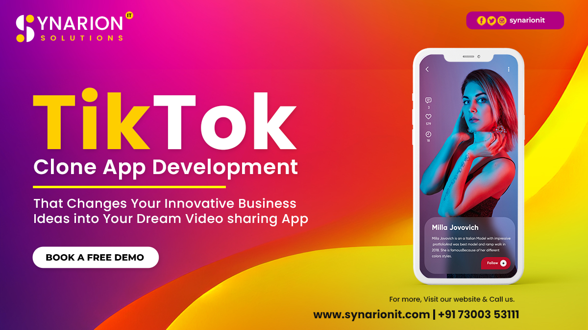 Step into the Digital World with our cutting-edge 𝐓𝐢𝐤𝐓𝐨𝐤 𝐜𝐥𝐨𝐧𝐞 𝐚𝐩𝐩 𝐃𝐞𝐯𝐞𝐥𝐨𝐩𝐦𝐞𝐧𝐭! Boost your business and set new trends in the market with your own App.

#tiktokcloneapp #tiktokclone #tiktokappdevelopment #tiktokcloneappdevelopment #videosharingapp