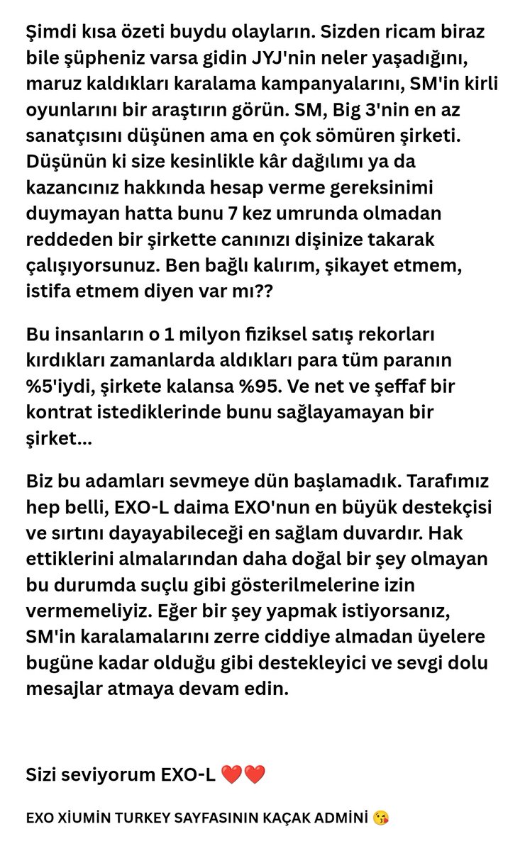 EXOXiuminTurkey's tweet photo. 230602|| Uzuuuun bir aranın ardından gündemde olanlara dair açıklayıcı bir paylaşım yapmak için dönmüş bulunmaktayım. 

Öncelikle böyle bir araya hem ihtiyacım vardı hem de hayat şartları beni zorladı. Sayfayı bu kadar boşladığım için affınızı diliyorum. 

We are ONE!
WE ARE EXO! https://t.co/5kYHBFncro