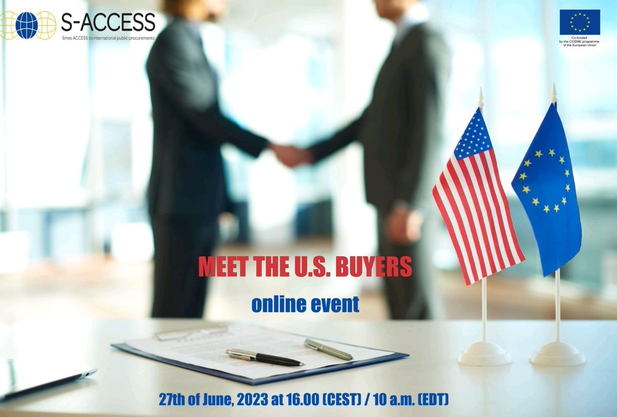 🔴 'Meet The US Buyers' event is on track! 🇪🇺 🫱🫲 🇺🇸
Join online to discover plans, tenders and rules from US Buyers, in view of the S-ACCESS project Mission to USA next October.

🗓 27 June 16.00 CEST

🖍 Register
docs.google.com/forms/d/e/1FAI…

#COSME @EU_EISMEA @Trade_EU @EU_Growth