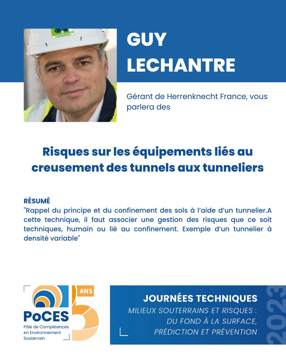 poces_'s tweet photo. {🔍ZOOM SUR : nos intervenants} 🗒️Au programme des Journées Techniques du PoCES, qui auront lieu du 6 au 8 juin, sont prévues 9 interventions par des experts scientifiques et des professionnels du souterrain 🚧👩‍🚒

On termine les présentations avec nos 5 derniers intervenants ! https://t.co/6bcfv4kfb2