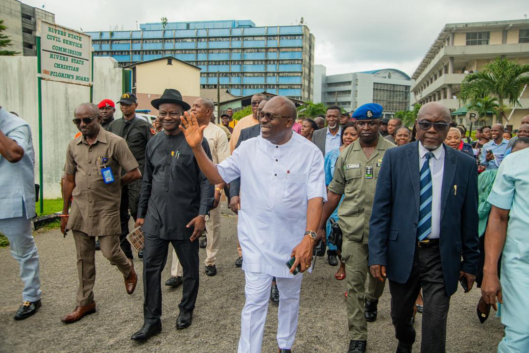 Governor of the people. His Excellency, Sir Siminalayi Fubara, GSSRS, FNIM FCNA paid a surprise visit to the State Secretariat Complex, Thursday, June 1
