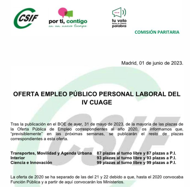 #OfertaEmpleoPúblico #PersonalLaboral_IVCUAGE