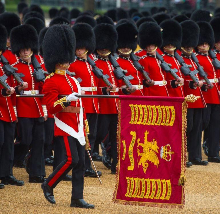 H.M. The King's Birthday Parade - Trooping the Colour, will take place on Saturday 17th June on Horse Guards Parade at 11am. 1st Battalion Welsh Guards will troop their Colour. Live TV coverage on BBC One. #KBP2023 #troopingthecolour #WelshGuards trooping-the-colour.co.uk