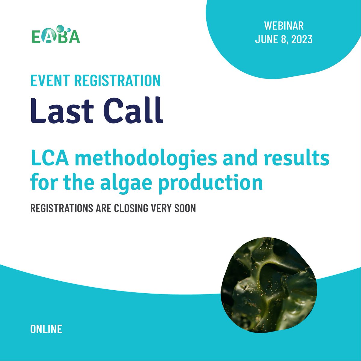 💡 Webinar « LCA methodologies and results for the algae production »: last call for June, 8😀! ✏️ Register on : algaeworkshops.org/algae-workshop… 🤗 #algae #microalgae #seaweed #biomass #innovation #science #lca #lifecycle #lifecycleassessment #sustainalbility #environment