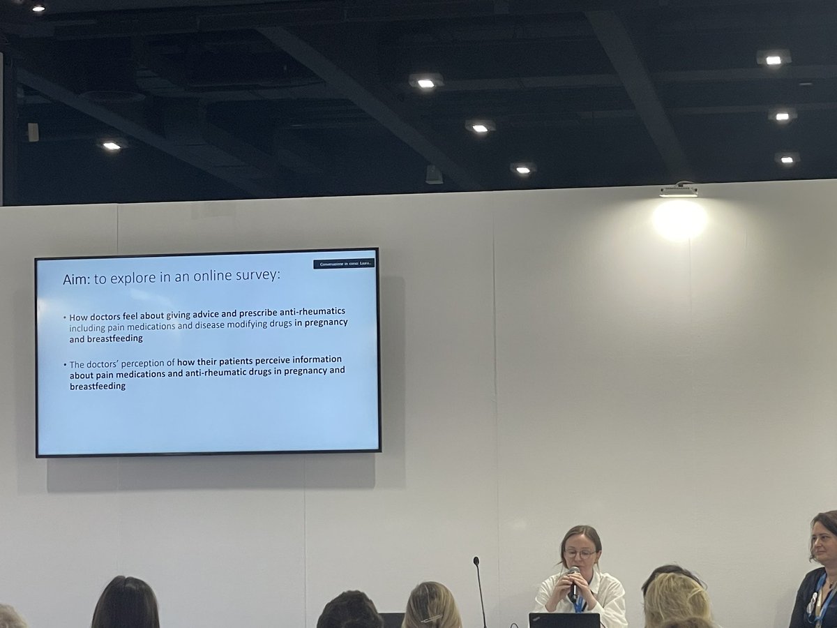 sil_aps's tweet photo. @christine_ga_ presents a survey on “Fertility planning, pregnancy and antirheumatics” at #EULAR2023 at the #ReHFaP meeting https://t.co/LfVBtM8AYx