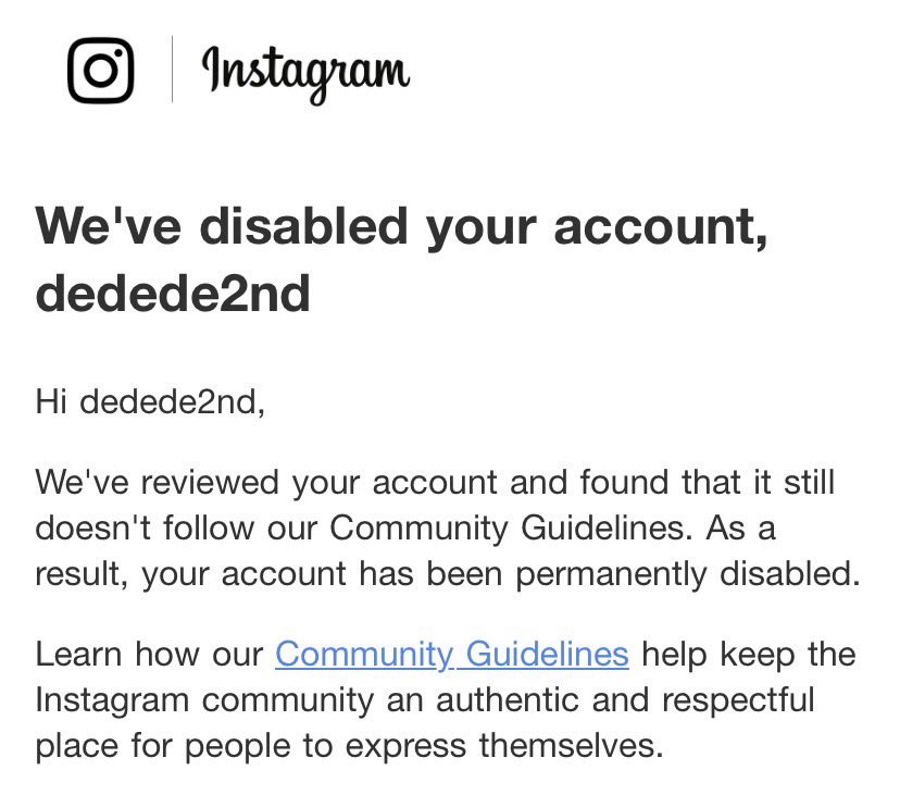 My sub account has been permanently disabled.

I'll create another account.
Do you have any idea of username?

But why they disabled my account 🤔
It's because I said I'll follow back if you messaging me?

Anyway I have to be careful more.