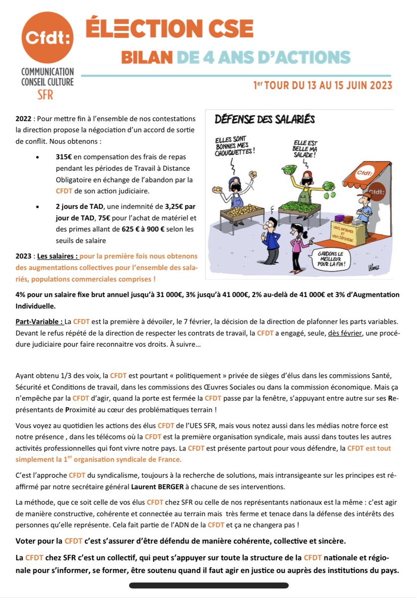 CFDT UES SFR tweet media