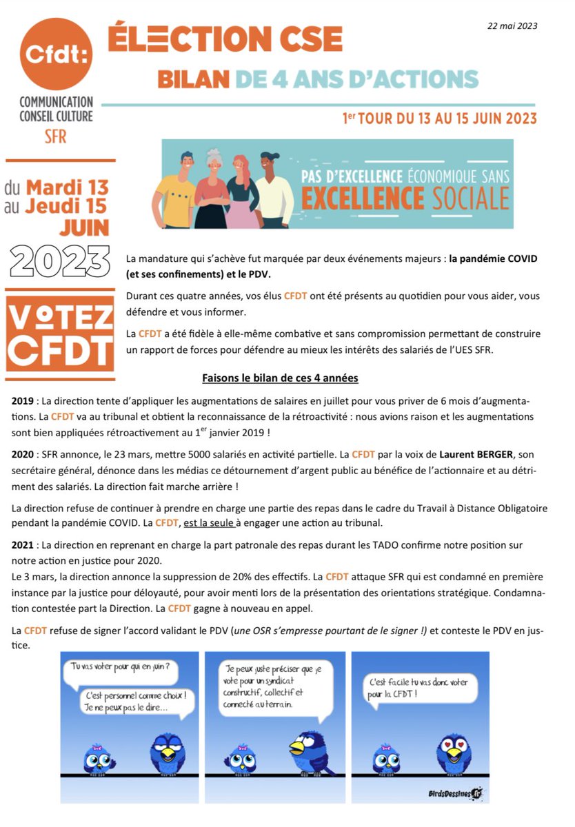 CFDT UES SFR tweet media
