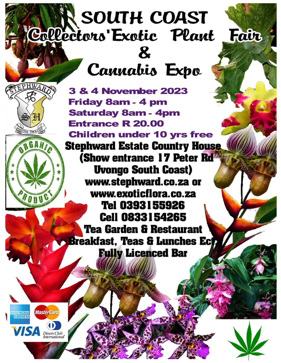 Mark your calendars great plants show  plant growers if you want to sell your plants and plant products contact send me a email info@stephward.co.za or what's app 0833154265 #plantfair #orchids #exoticplants #teagarden #restaurant #uvongo #kzn