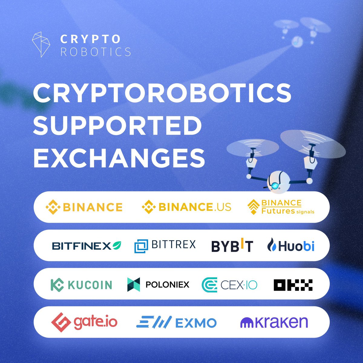 🤖 Cryptorobotics is a trading platform with tools for manual and automated #trading on 15+ exchanges for both experienced traders and investors!

Trade using #AI tools with #CryptoRobotics and earn ~60% annual return on your deposit 👇

cryptorobotics.co