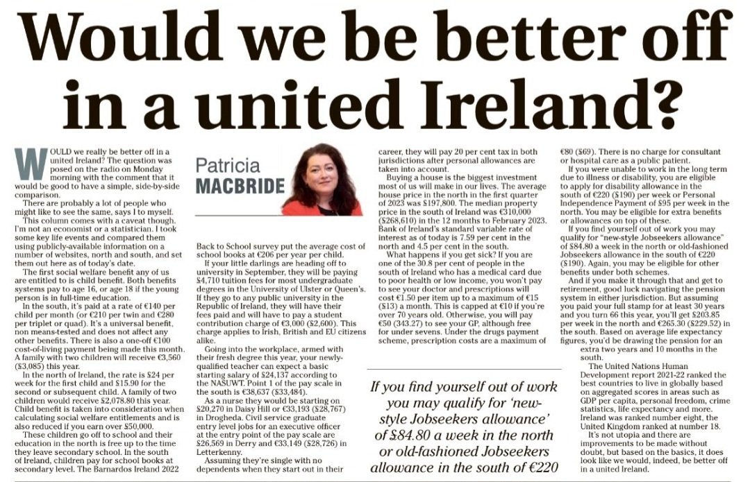 DerrenOBradaigh's tweet image. Inciteful &amp;amp; practical analysis of just some of the shared everyday real life economics that affect us all - interesting piece by
@IRLPatricia @irish_news #UnityRef