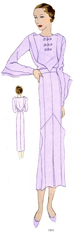 Plus Size (or any size) Vintage 1934 Dress Sewing Pattern - PDF - Pattern No 1513 Irma 1930s 30s Retro tuppu.net/59e4861f #EmbonpointVintage #Etsy #plussizevintage #BoardwalkEmpire