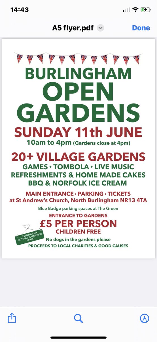 It’s that time of year!
Join us via St Andrew’s Main Road NR134TA for gardens and free parking, or The Green NR134SZ for limited Blue Badge parking and more gardens. @mikeliggins @edp24 #bbclookeast #garden #gardening #opengardens