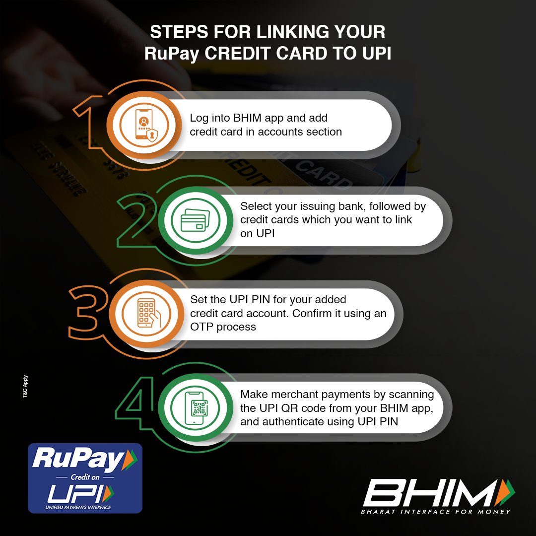 NPCI_BHIM's tweet image. Make payments with credit card on UPI easily by linking your RuPay Credit Card with BHIM app.

#LifeSimplifiedWithBHIM #RuPayCConUPI #BHIMUPI