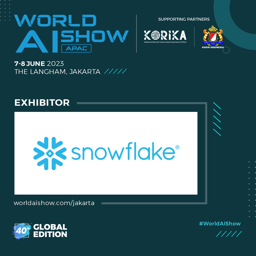 We are happy to have @SnowflakeDB on board as Exhibitor for World AI Show - Jakarta  
 
Learn more at hubs.li/Q01S280l0 
 
Register now to interact with the experts: hubs.li/Q01S27_t0 

#Trescon #WorldAIShow #TresconAI #AI