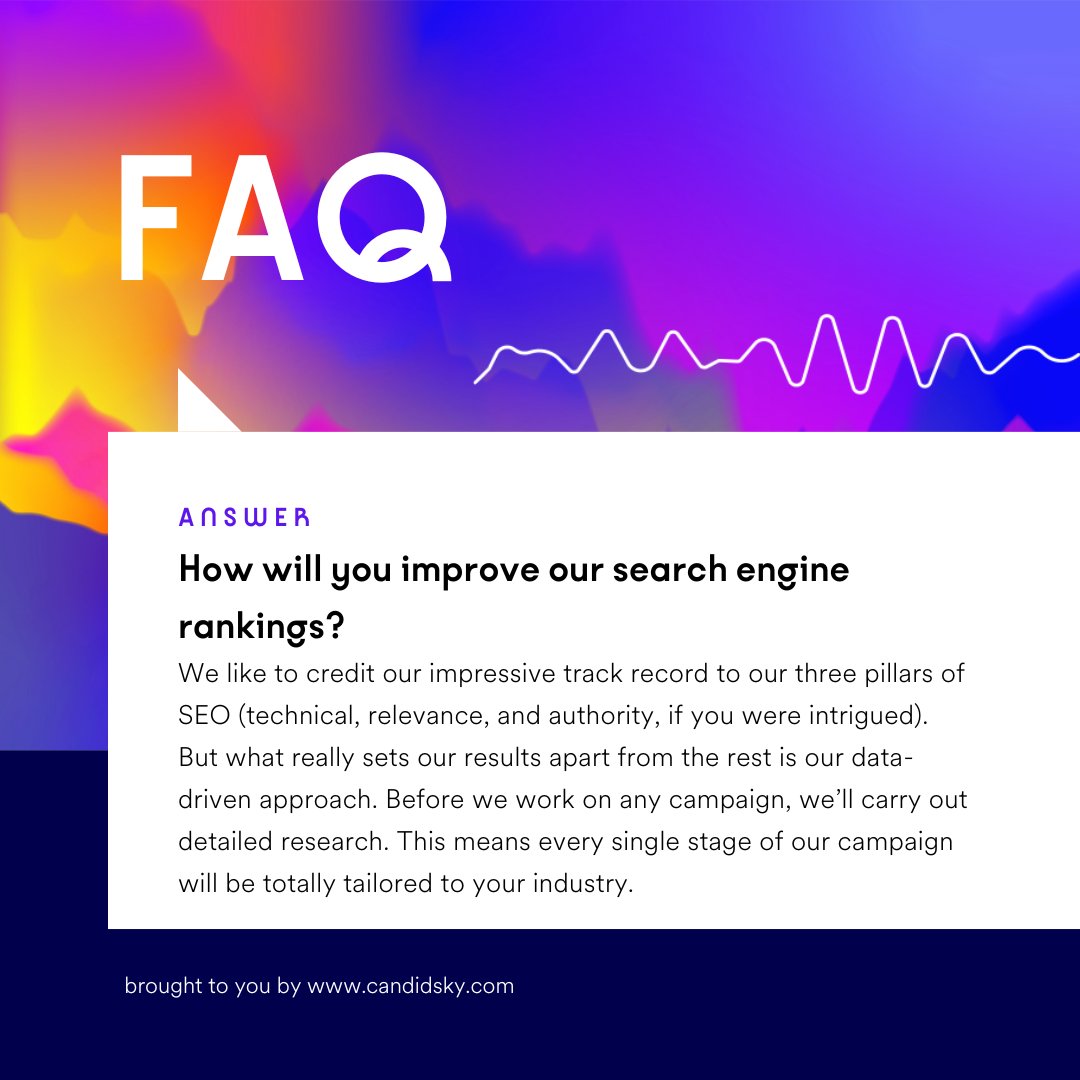 CandidSky's tweet image. We get tonnes of FAQs. So we thought we&apos;d share some! 💬

If you have any questions, let us know in the comments or drop us an email at info@candidsky.com 📧

#SEOFAQs