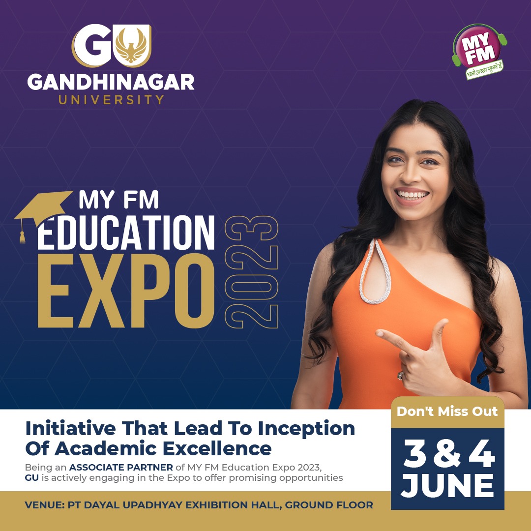 Come visit us at MY FM Education Expo and take your future to new heights.

#GandhinagarUniversity #Engineering #TheuniversityYoucanTrust #admissionopen #admission2023 #Management #Commerce #Science #ValuationStudies #Law #btech #mtech #LiberalStudies #SkillDevelopment #PhD