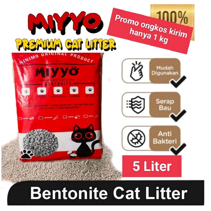 Miyyo - MiyoTop Pasir Gumpal Wangi - 5Ltr - Litter Box Kucing - Bentonite