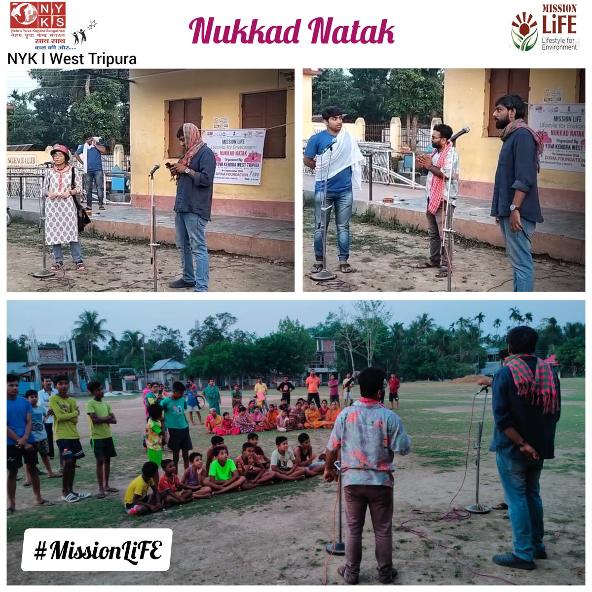A Nukkad Natak was organized by @NykwestTripura In Collaboration with Disha Foundation alongwith disemination of info about #MissionLiFE organized under #ChooseLiFE #lifestyleforenvironment
@Nyksindia
@ianuragthakur
@tinkuroybjp
@NYKS_Tripura