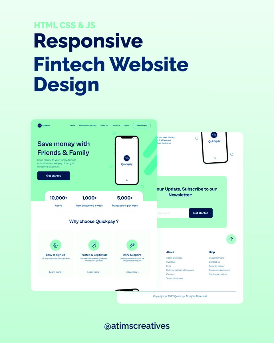 Responsive Fintech Landing Page ( #HTML, #CSS, #javascript) and brought to life a stunning design from @figmadesign

Live preview : bit.ly/43htsGf

Feel free to explore its functionalities and provide feedback.

#webdevelopment #coding #design #fintech #developers