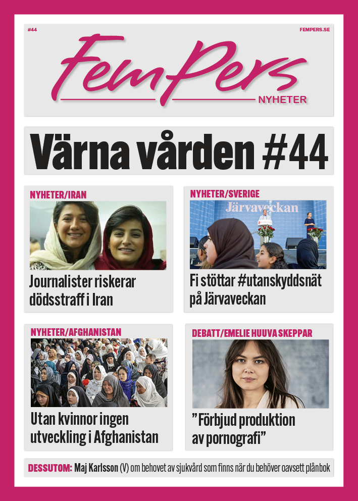 Fempers nyheter (@fempers) on Twitter photo #44 VÄRNA VÅRDEN
◾️ Journalister riskerar #dödsstraff i #Iran
◾️ #FiStockholm stöttar #utanskyddsnät på #Järvaveckan
◾️ Utan kvinnor ingen utveckling i #Afghanistan
◾️ DEBATT: ”Förbjud produktion av #pornografi”
<a href="/karlsson_maj/">Maj Karlsson</a> <a href="/AliceBahKuhnke/">Alice Bah Kuhnke</a> #44 VÄRNA VÅRDEN
◾️ Journalister riskerar #dödsstraff i #Iran
◾️ #FiStockholm stöttar #utanskyddsnät på #Järvaveckan
◾️ Utan kvinnor ingen utveckling i #Afghanistan
◾️ DEBATT: ”Förbjud produktion av #pornografi”
<a href="/karlsson_maj/">Maj Karlsson</a> <a href="/AliceBahKuhnke/">Alice Bah Kuhnke</a>