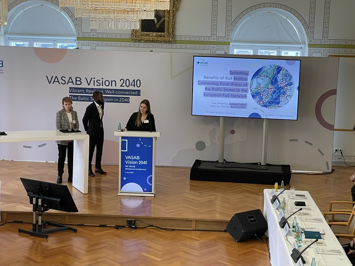Remember #YoungPlanners and winning proposal for multi-modal centers along the <a href="/RailBaltica/">RailBalticaOfficial</a> 🚅🚆🚉? Today presenting at #VASAB Ministerial Conference🎉🥳