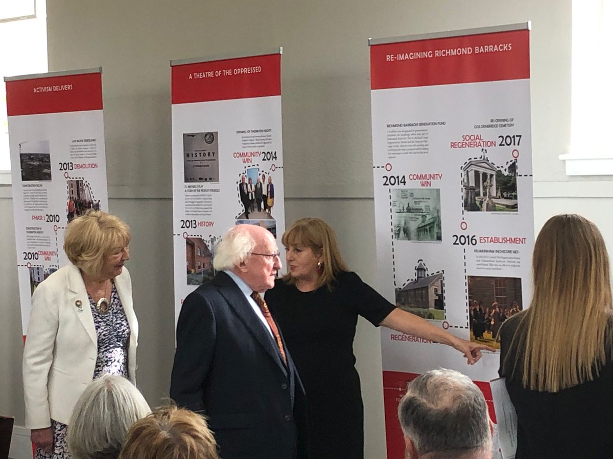 Opened by @presidentIRL the Regeneration Timeline Exhibition of the St. Michaels’s Estate Regeneration team @weareTUDublin @Archi_TUDublin @SABE_TUDublin students with @jimrocheAfP worked on the project which tells the story of 21 years of housing advocacy #regeneration