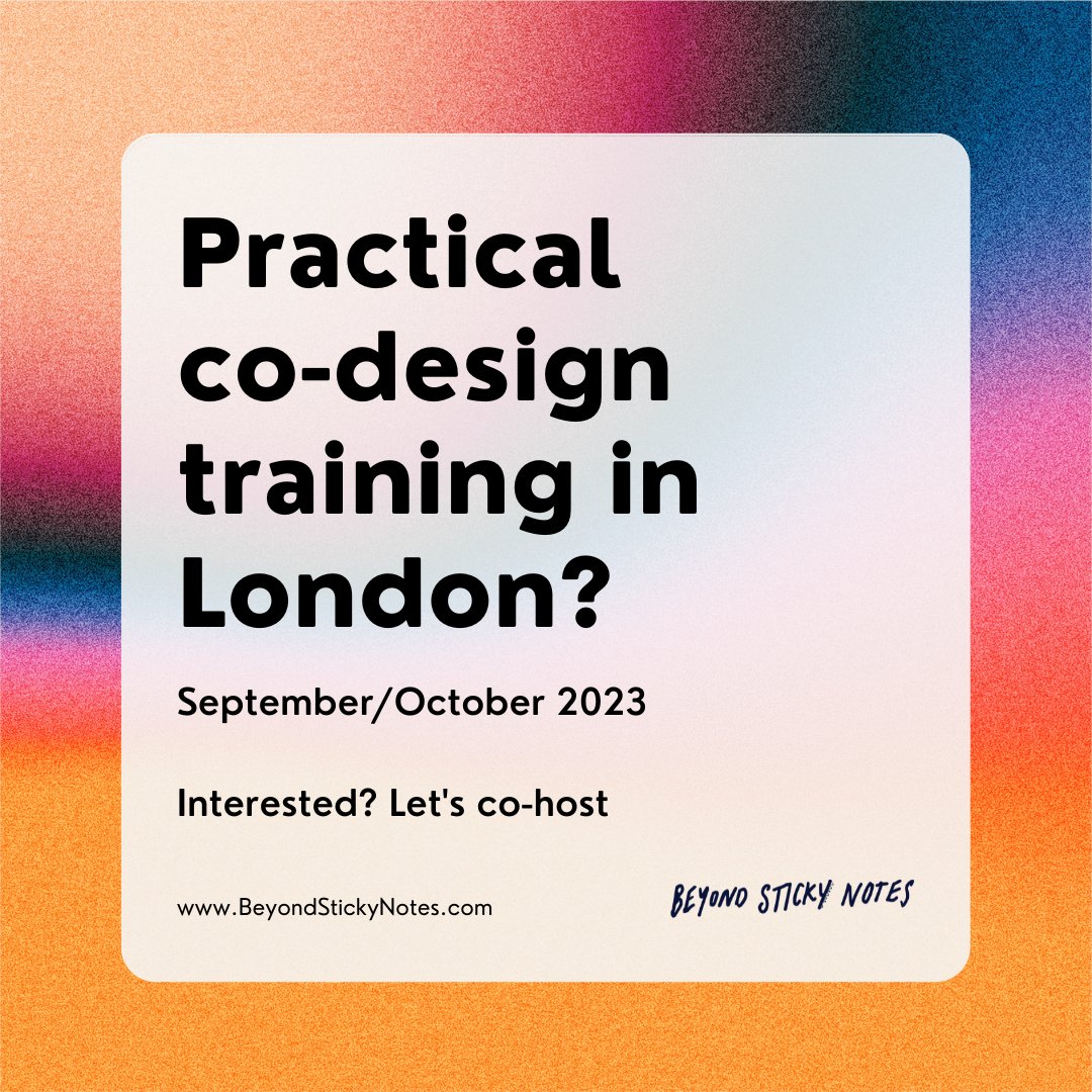 London folks ! I will be in Europe in late September/early October. Would folks like to come along to do some co-design learning with me? Is there a need for this? Something really practical. If you're keen to chat about co-hosting, I'd love to hear from you 🌞