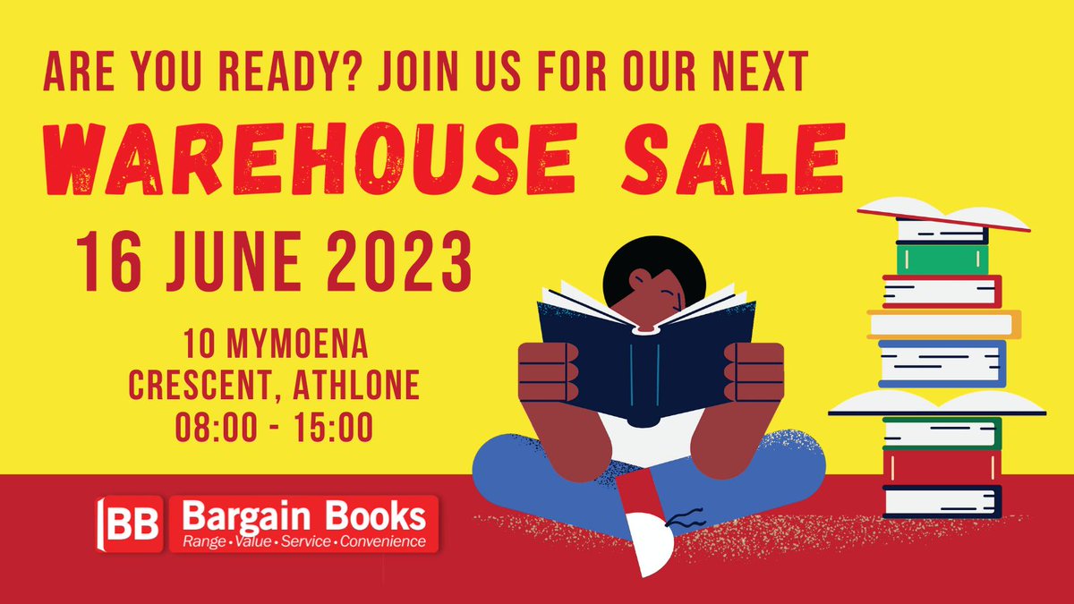 BargainBooksSA's tweet photo. Join us for our warehouse sale.

Date: Friday, 16 June 2023
Time: 08:00 - 15:00
Address: 10 Mymoena Crescent, Athlone.

Event Link: https://t.co/eqqIb8iNVc

We hope to see you there! https://t.co/Yn3l5EC8wA