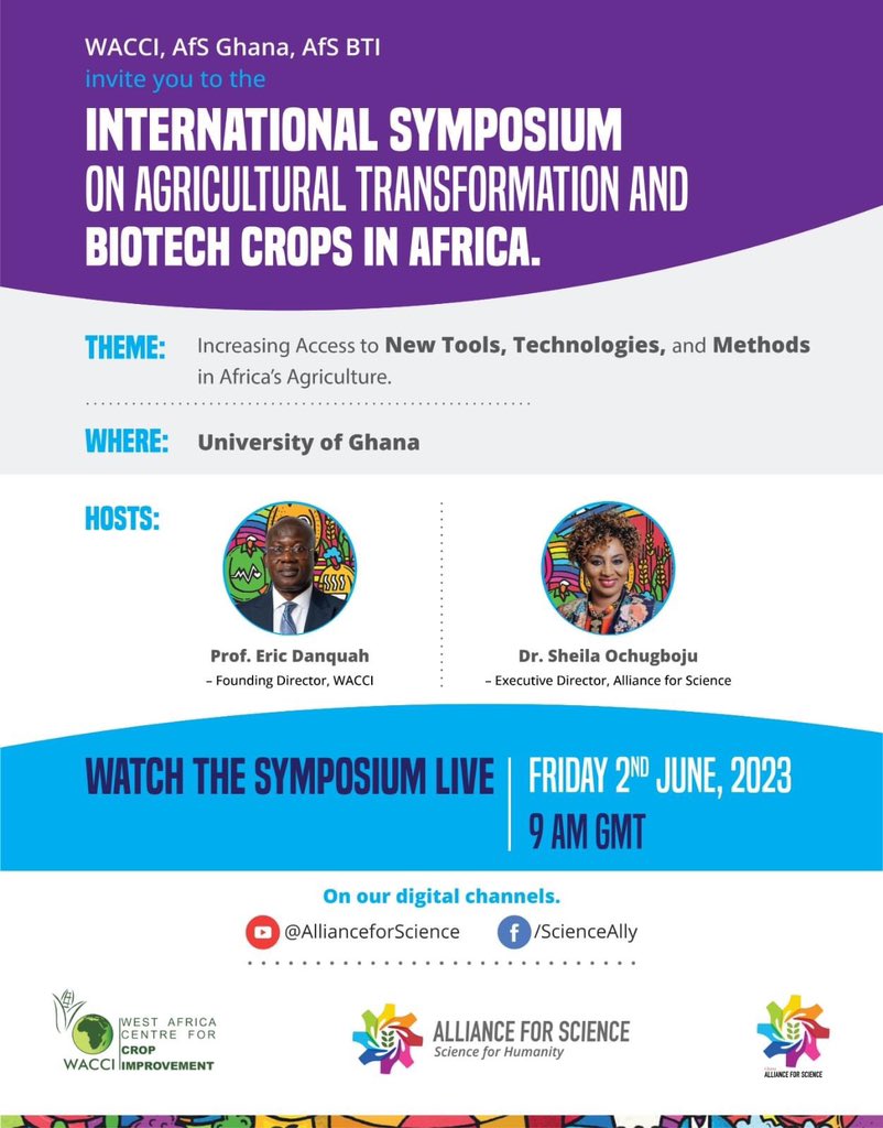 wacci_gh's tweet photo. Together with the @ScienceAlly, we are hosting the International Symposium on Agricultural Transformation and Biotech Crops in Africa today at our auditorium.

Stay with us for more updates!

#InternationalSymposium
#AgricultureAndTechnology
#WACCIis16
#AllianceForScience https://t.co/J2t45iKPtS