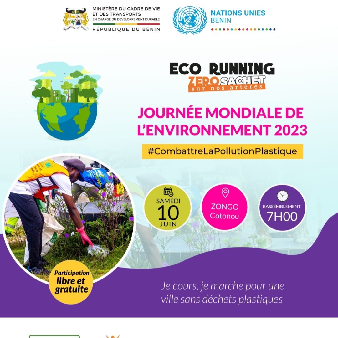 sachetheloue's tweet photo. Qui a déjà marqué le samedi 10 Juin ds son agenda pr notre Ecorunning Spécial Journée Mondiale de l'Environnement?

Avc la mobilisation des Nations Unies, ns serons à #Zongo pr sensibiliser sur le fléau du plastique mais aussi pr nettoyer
Venez avec vos amis/collegues/parents https://t.co/pXfyQqoovJ