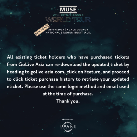 All existing ticket holders who have purchased tickets from GoLive Asia.