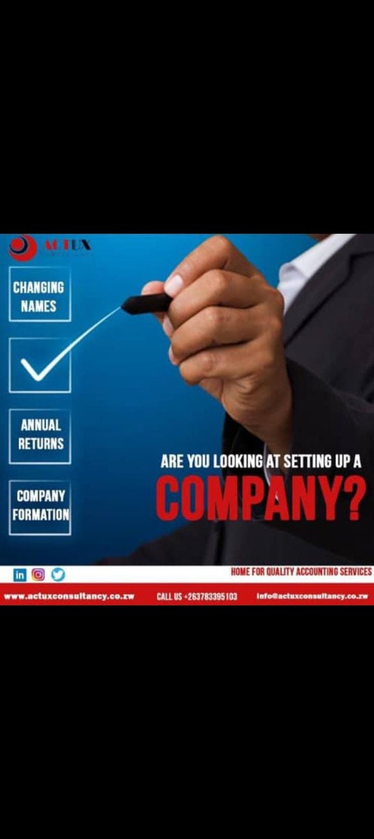 Actux_'s tweet photo. @grapetiser_ @TiR3VhA Register your company today for only 120 USD and get free assistance on bank account opening and a free tax clearance. Call or Whatsapp us 0719613020 https://t.co/ad1h5J373B