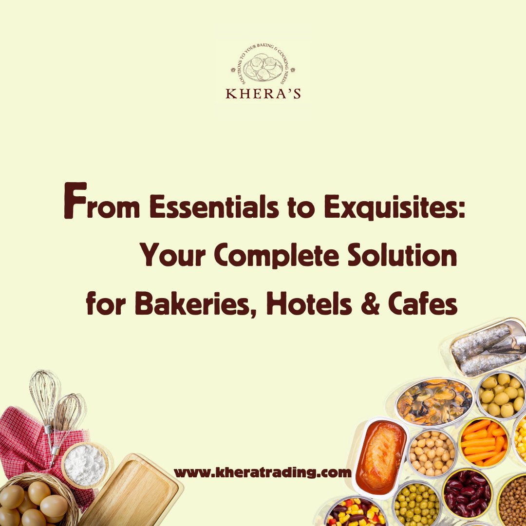 From Essentials to Exquisites: Your Complete Solution for Bakeries, Hotels & Cafes 🍰🍽️✨ Explore our website at kheratrading.com to unlock a world of culinary possibilities.  #BakerySupplies #HotelSupplies #CafeSupplies #CulinarySolutions